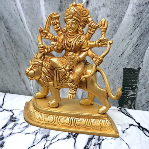 Tamas Brass Handcrafted  Ambe/Durga Maa Idol Murti for Mandir Statue / Idol with Antique Finish (Pack of 1)